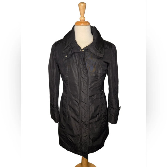 Geox Respira Trench Coat Size 6 Hooded Lightweight Water Resistant Dark Academia - Picture 1 of 11